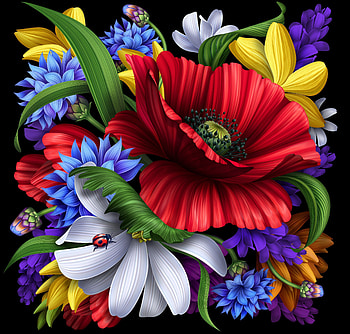painting flowers, natur, bouquet, flowers, painting HD wallpaper