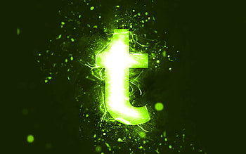 Tumblr lime logo, , lime neon lights, creative, lime abstract background, Tumblr logo, social network, Tumblr HD wallpaper