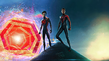 Miles And Peter Parker Spiderman Across The Spiderverse 2023, miles-morales, spiderman, superheroes, artwork, artist, digital-art, art HD wallpaper