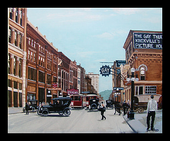 1934, buildings, old days, factories, cars, streets, store, people HD wallpaper