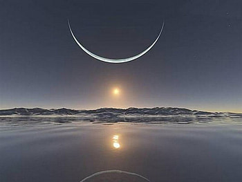 Sunset at North Pole, north, moon, water, arctic, pole, sunset HD wallpaper