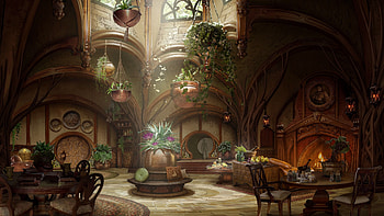 Concept Art: HufflePuff Common Room, Hufflepuff, video game, Hogwarts Legacy HD wallpaper
