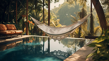 Hammock Paradise - AI Artwork, AI Art, man made, hammock HD wallpaper
