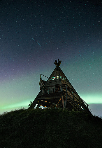 Night, Dark, Starry Sky, House, Northern Lights, Aurora Borealis HD phone wallpaper