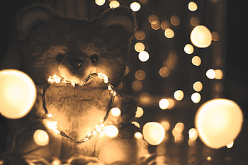 Love, Lights, Bear, Toy, Heart, Garland HD wallpaper