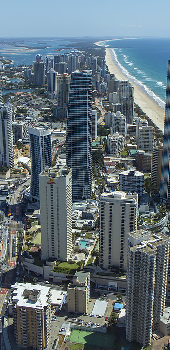 Gold Coast City from Q1, beach, sea, ocean, skyscraper, coastline, man made HD phone wallpaper