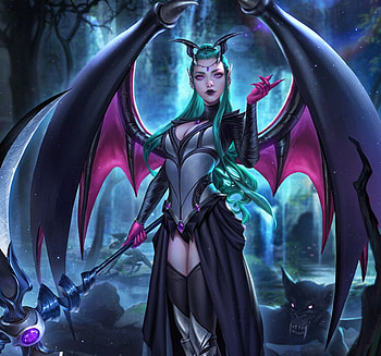 Evelyn, wings, blue, zolaida, bat, girl, demon, fantasy, lisa buijteweg, luminos HD wallpaper