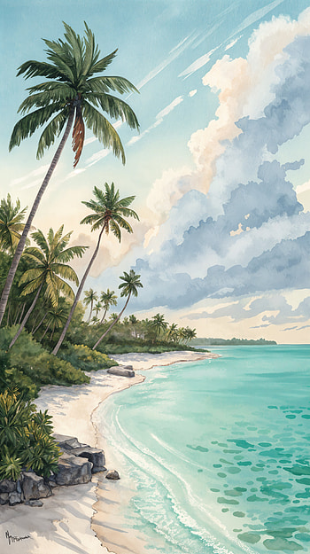Caribbean Breeze: Tropical Paradise , beach, palm tree, ocean, sky HD phone wallpaper