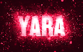 Happy Birtay Yara, , pink neon lights, Yara name, creative, Yara Happy Birtay, Yara Birtay, popular american female names, with Yara name, Yara HD wallpaper