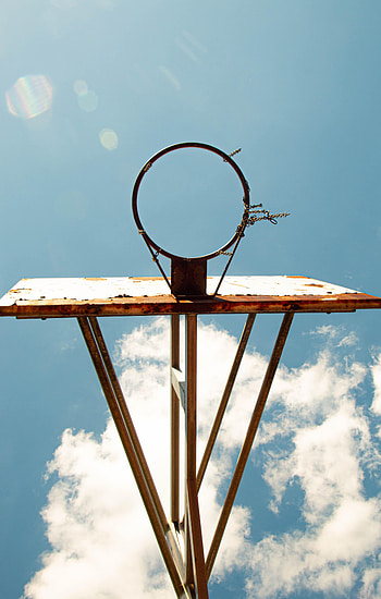 Basketball, Clouds, Miscellanea, Miscellaneous, Shield, Basketball Hoop, Basketball Ring HD phone wallpaper