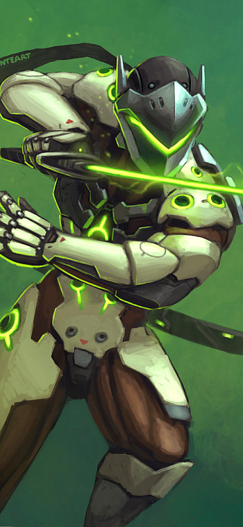 Genji, Overwatch warrior, Sword master HD phone wallpaper