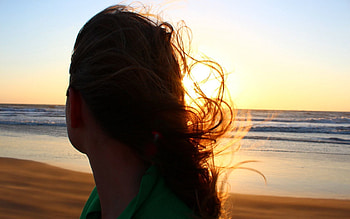 Sunset, Miscellanea, Miscellaneous, Girl, Hair, Mood, Moods, Wind HD wallpaper