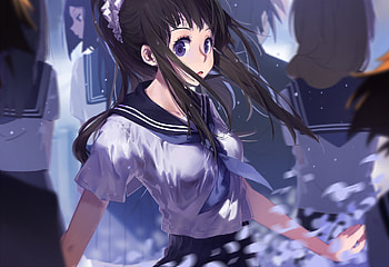 Curious, cute, anime girl, uniform, eru chitanda HD wallpaper