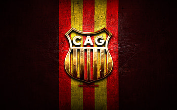 Grau FC, golden logo, Liga 1 Apertura, red metal background, football, peruvian football club, CA Grau logo, soccer, CA Grau HD wallpaper