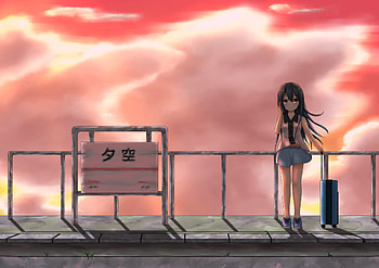 Little Anime Girl Long Hair With Suitcase, anime-girl, anime, artist, artwork, digital-art HD wallpaper