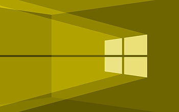 Windows 10 yellow logo, yellow abstract background, minimalism, Windows 10 logo, Windows 10 minimalism, Windows 10 HD wallpaper