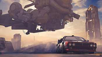 Getting Out Science Fiction Car , artist, artwork, digital-art, deviantart HD wallpaper