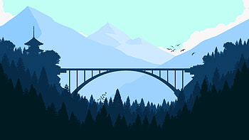 Bridge In Forest Minimalist , bridge, forest, minimalism, minimalist, artist, artwork, digital-art, deviantart HD wallpaper