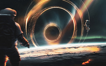 Blackhole, space, Black, galaxy, hole, astronaut HD wallpaper