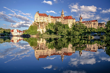 Reflection of Sigmaringen Castle, Germany, medieval, germany, reflection, castle HD wallpaper