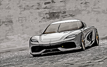 Koenigsegg Gemera, , vector art, Koenigsegg Gemera drawing, creative art, Koenigsegg Gemera art, vector drawing, abstract cars, car drawings HD wallpaper