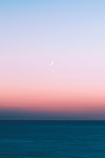 Landscape, Nature, Sea, Twilight, Moon, Horizon, Dusk HD phone wallpaper