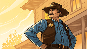 Sheriff in Action: Ultra, sheriff, western, cowboy, cartoon, law enforcement HD wallpaper