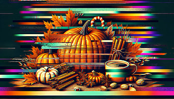 Autumn Glitch Art with Pumpkins and Coffee, pumpkin spice, pumpkin, Autumn, coffee, leaf HD wallpaper