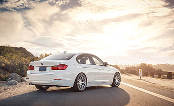 Coastal Sunset: White BMW 328i —, White Car, BMW HD wallpaper