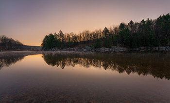Nature, Trees, Twilight, Lake, Reflection, Shore, Bank, Dusk HD wallpaper