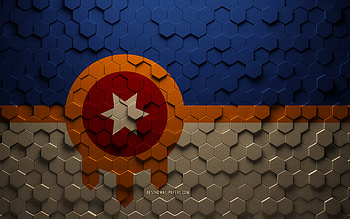 Flag of Tulsa, Oklahoma, honeycomb art, Tulsa hexagons flag, Wyoming, 3d hexagons art, Tulsa flag HD wallpaper