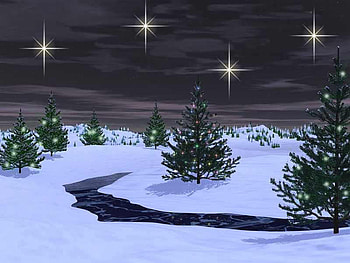 Stars, abstract, snow, trees, sky HD wallpaper
