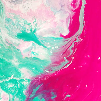 Dynamic abstract painting with vibrant pink and teal swirls creating a modern artistic expression. HD phone wallpaper