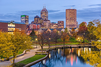Indianapolis Skyline, Convenient locations, Link FCU, Personal banking services HD wallpaper