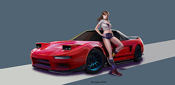 Girl With Car Art, artist, digital-art, artstation, artwork HD wallpaper