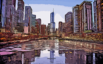 Chicago, Illinois, , vector art, Chicago drawing, USA, creative art, Chicago art, vector cityscapes, abstract Chicago cityscape HD wallpaper
