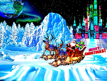 MERRY CHRISTMAS, god, galaxies, planets, 2012, mountain, snow, christmas, space, world, castle, ice HD wallpaper