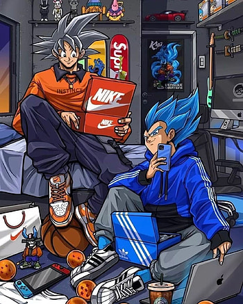 Goku & Vegeta, art, cartoon HD phone wallpaper