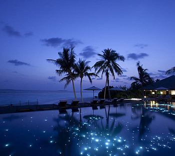 Paradise Corner, star like, lights, paradise, villa, palm trees, bluecorner HD wallpaper