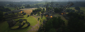 Manor Lords : Serene Village Burning, video game, Manor Lords HD wallpaper