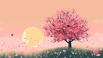 Pastel Sunset Cherry Blossom Tree, spring, cherry blossom HD wallpaper