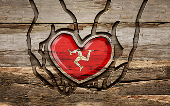 I love Isle of Man, , wooden carving hands, Day of Isle of Man, Flag of Isle of Man, creative, Isle of Man flag, Isle of Man flag in hand, Take care Isle of Man, wood carving, Europe, Isle of Man HD wallpaper