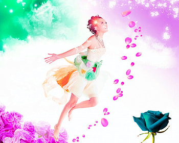 Beautiful day, rose, art, woman, petals HD wallpaper