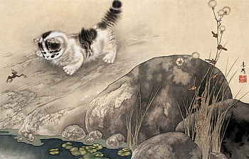 Cat, animal, kitten, drawing HD wallpaper