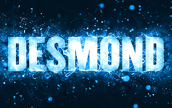 Happy Birtay Desmond, , blue neon lights, Desmond name, creative, Desmond Happy Birtay, Desmond Birtay, popular american male names, with Desmond name, Desmond HD wallpaper