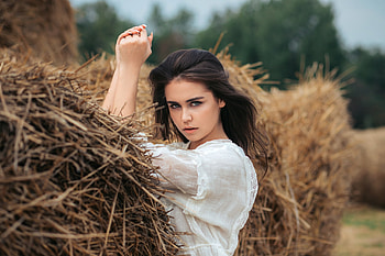 Woman, outdoor, white dress HD wallpaper