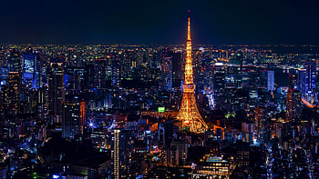 Tokyo Tower, Nighttime allure, Illuminated beauty, High-definition background HD wallpaper