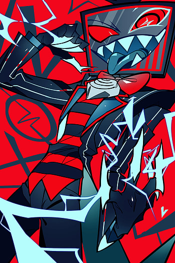 Vox, red, electric blue, hazbin, hazbin hotel HD phone wallpaper
