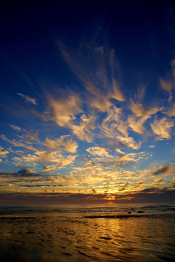 Nature, Sunset, Sea, Clouds, Horizon HD phone wallpaper