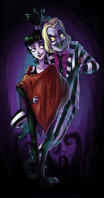Beetlejuice cartoon, Beetlejuice fanart, Tim Burton-inspired art, Quirky illustrations HD phone wallpaper